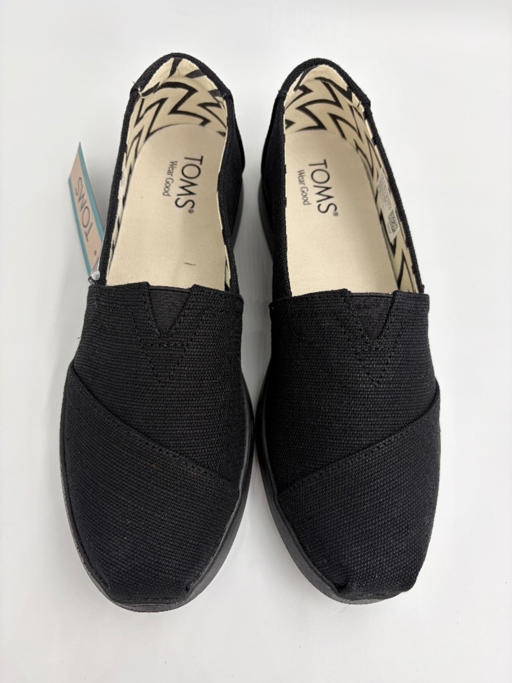 TOMS Alpargata Plus Black Heritage Canvas Slip-On Flats NWT Size 7.5